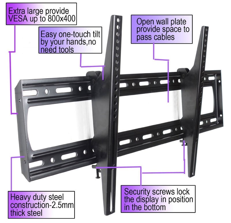 VideoSecu Tilt Extra Large TV Wall Mount Bracket for Most 40"-80" 82 85 86 inch TV VESA 800x400mm and 220 LBS Loading Capacity, Compatible with Sony,Samsung,LG,Sharp,Vizio MP804B MZ8 - Image 3